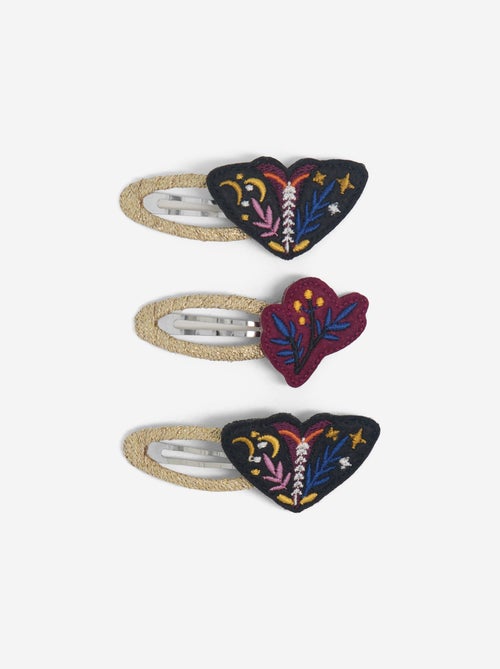 Lot de 3 pinces clic clac 'papillons et design fantaisie' - Kiabi