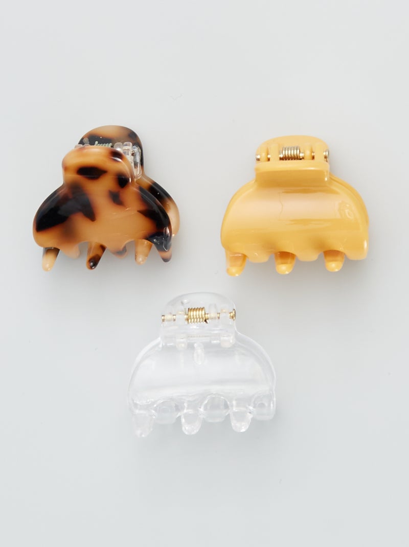 Lot de 3 pinces crabes Jaune/Transparent/Écaille - Kiabi