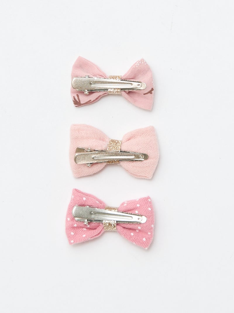 Lot de 3 pinces croco nœuds Rose - Kiabi