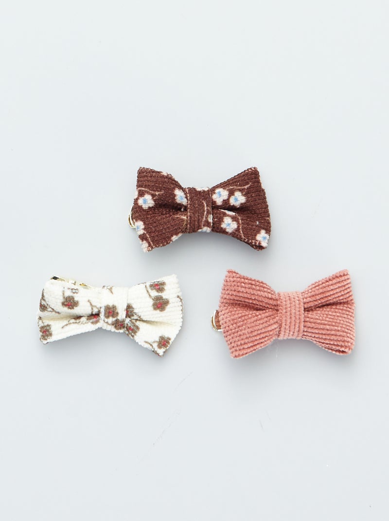 Lot de 3 pinces crocodiles avec nœud fantaisie multicolore - Kiabi