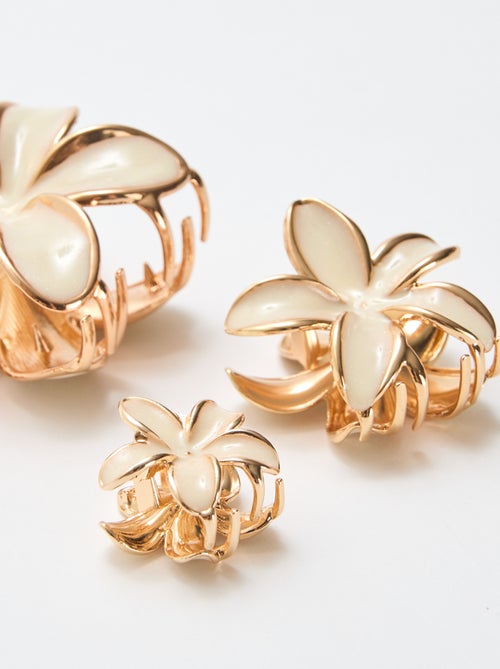 Lot de 3 pinces en fleurs dorées - Kiabi