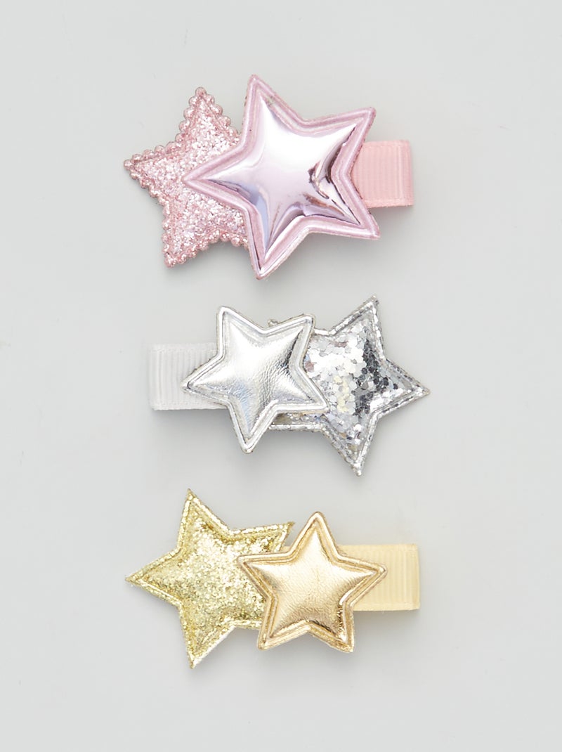 Lot de 3 pinces étoiles Rose - Kiabi