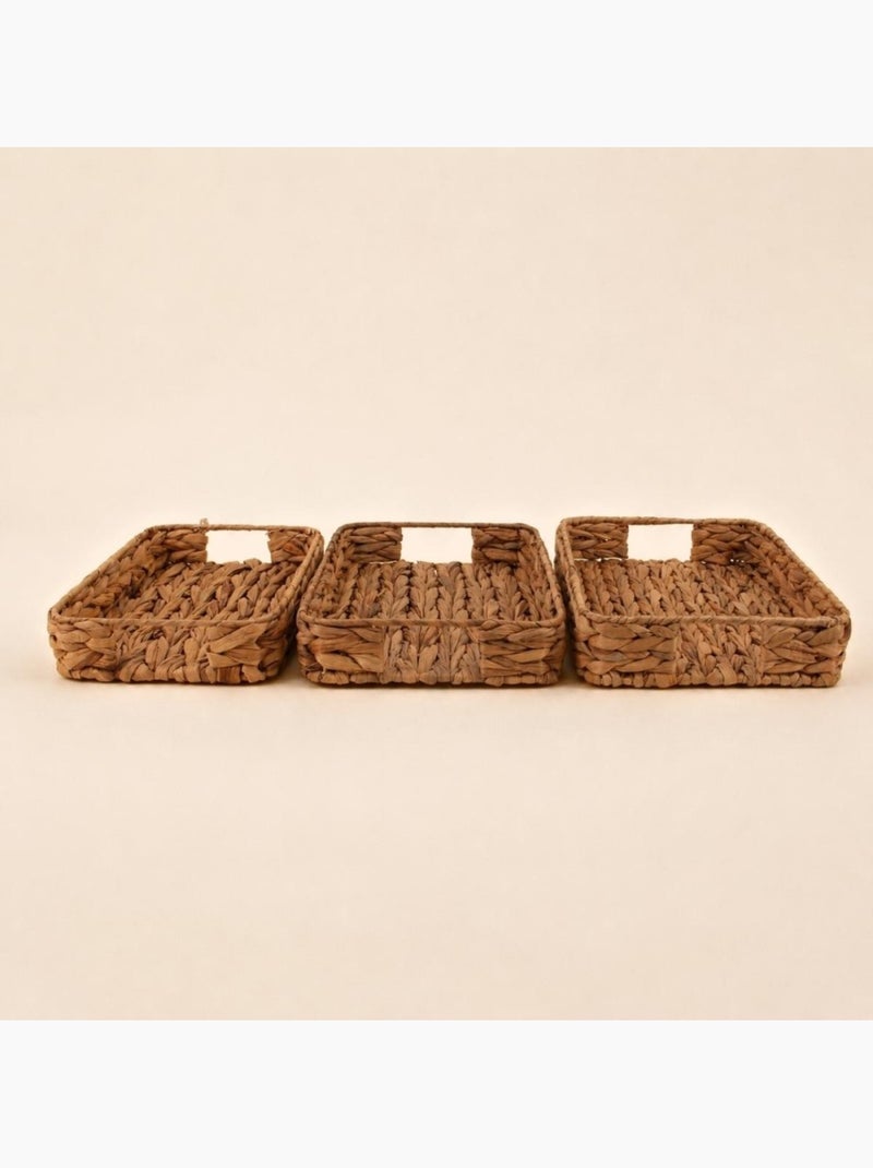 Lot de 3 plateaux rectangulaires en jacinthe d'eau Beige - Kiabi