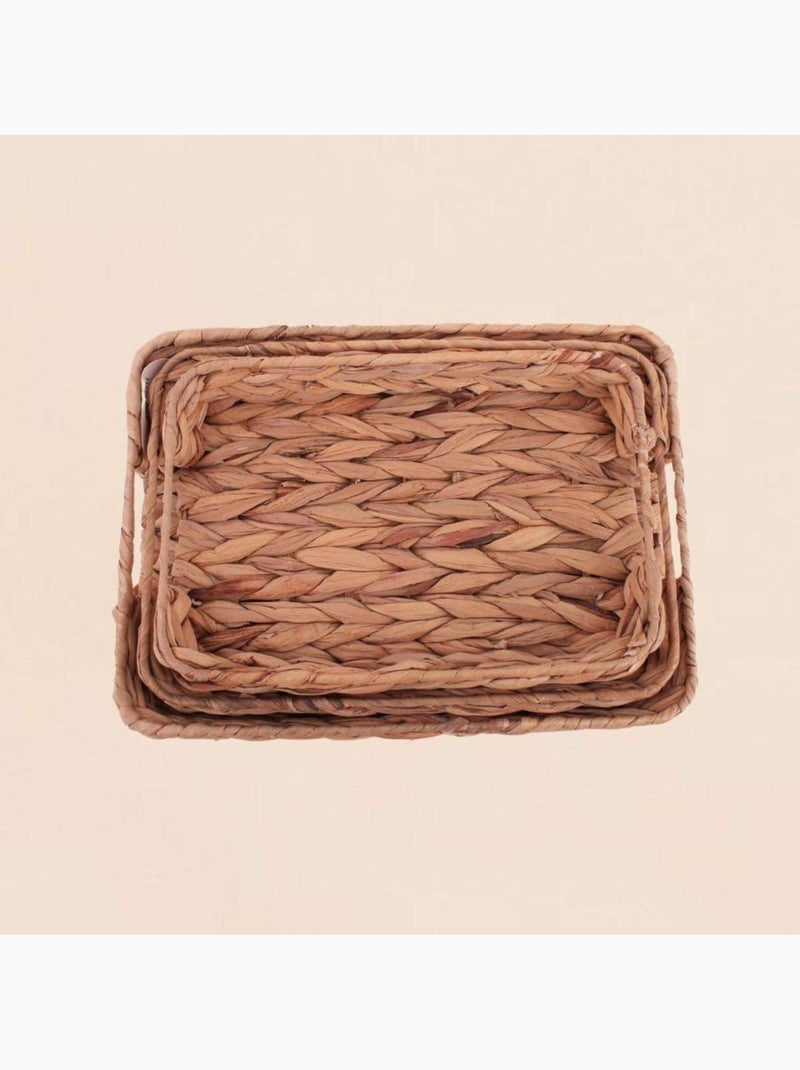 Lot de 3 plateaux rectangulaires en jacinthe d'eau Beige - Kiabi