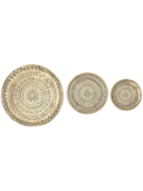 Lot de 3 plateaux ronds en acier doré SAMIR - Kiabi
