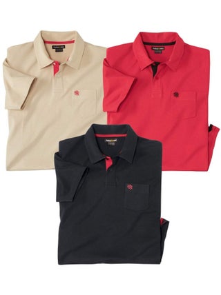 Lot de 3 Polos Coton Casual   - ATLAS FOR MEN