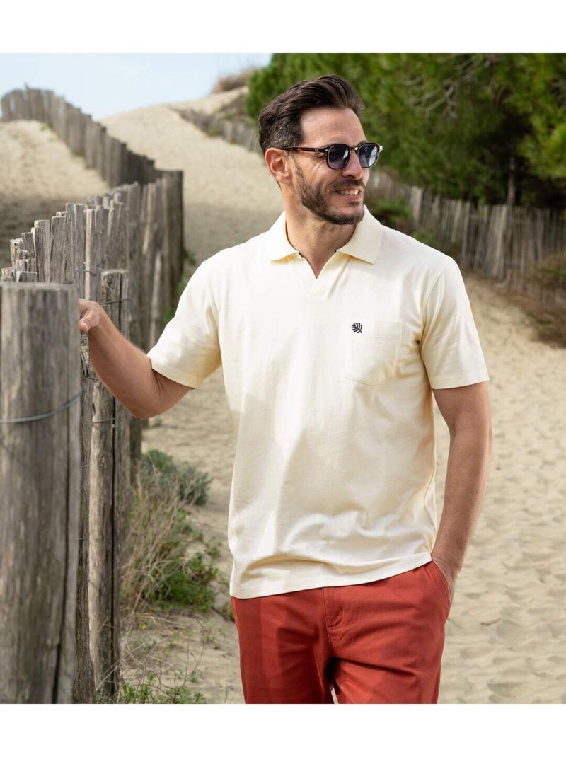 Lot de 3 Polos Coton Sans Boutons   - ATLAS FOR MEN Blanc Blanc Bleu - Kiabi