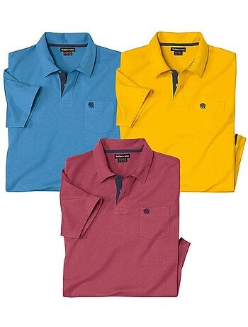Lot de 3 Polos Coton Sans Boutons - ATLAS FOR MEN