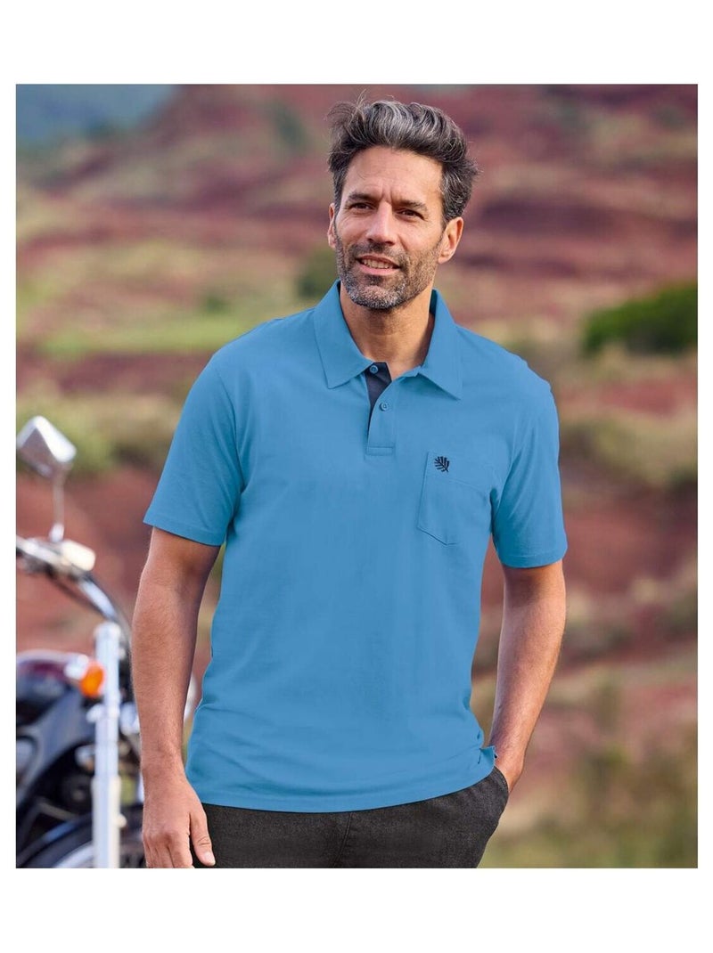 Lot de 3 Polos Coton Unis   - ATLAS FOR MEN Jaune/Bleu Marine/Rouge - Kiabi