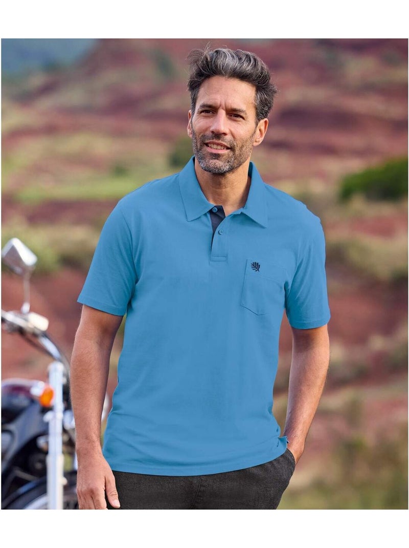 Lot de 3 polos coton unis   - atlas for men Jaune/Bleu Marine/Rouge - Kiabi
