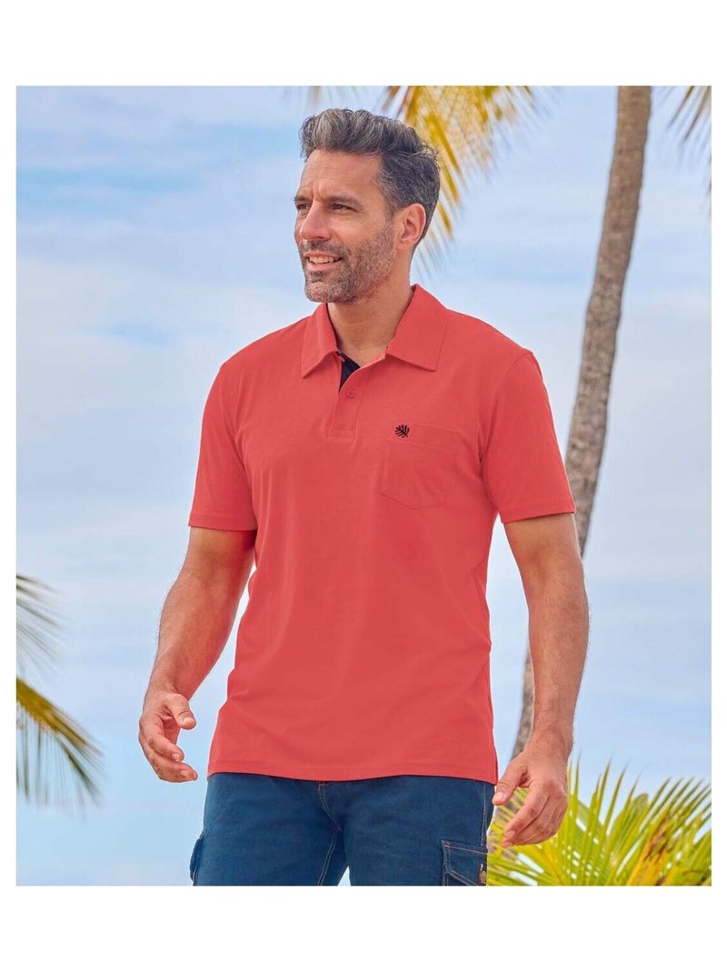 Lot de 3 Polos Coton Unis   - ATLAS FOR MEN Noir / Vert / Rouge - Kiabi