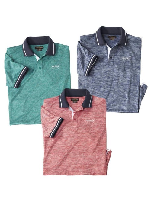 Lot de 3 Polos Maille Jersey Flammée   - ATLAS FOR MEN - Kiabi