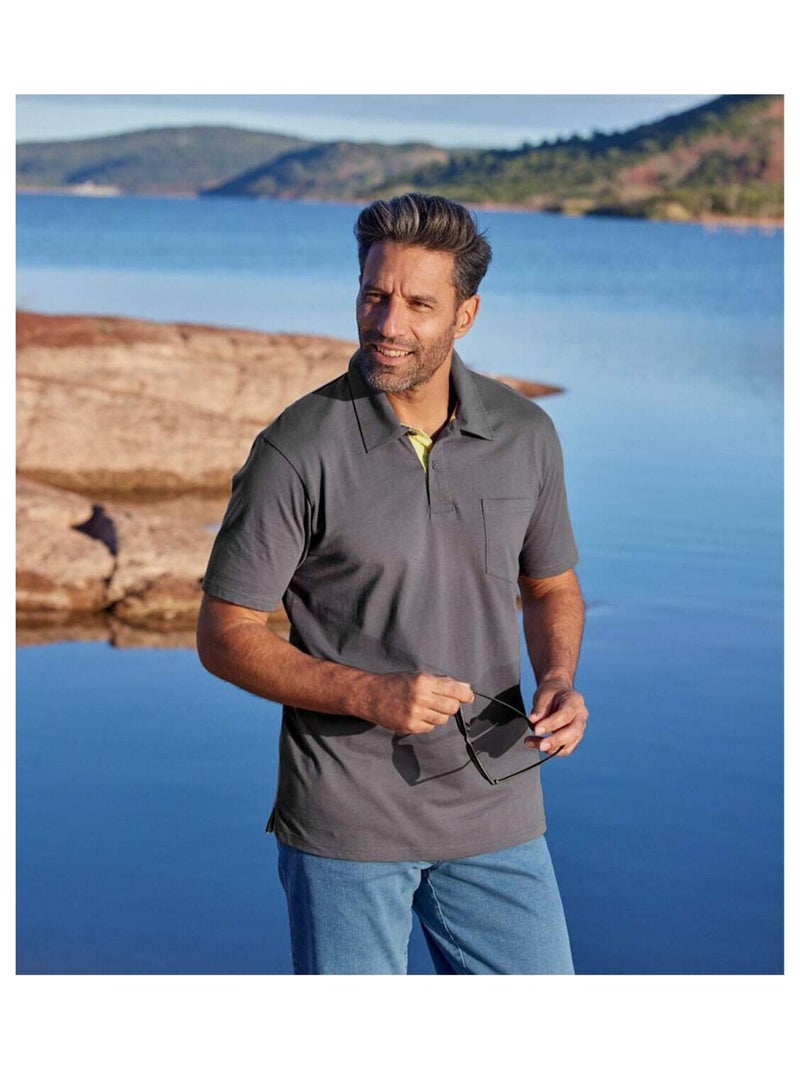 Lot de 3 Polos Outdoor   - ATLAS FOR MEN Bleu Jaune Gris - Kiabi