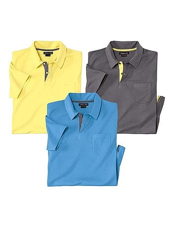 Lot de 3 Polos Coton Sans Boutons - ATLAS FOR MEN