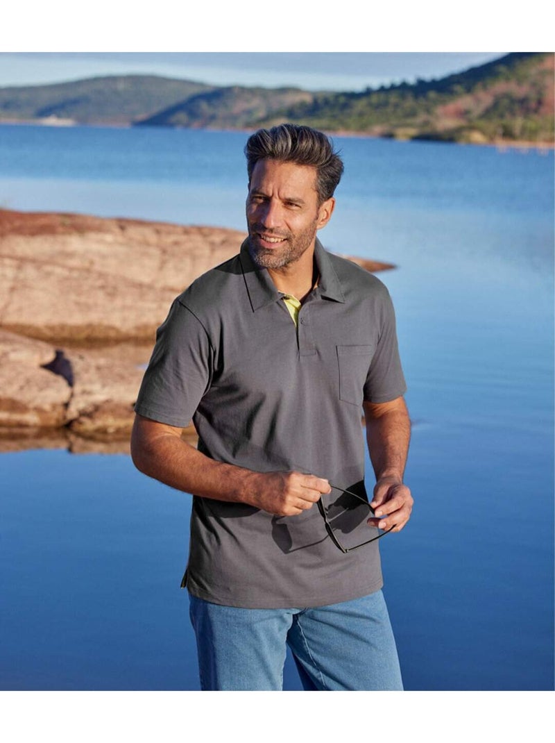 Lot de 3 polos outdoor   - atlas for men Bleu Jaune Gris - Kiabi