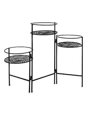 Lot de 3 portes plante en métal Leaf noir