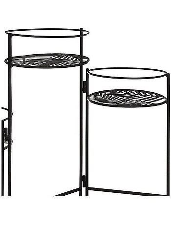 Lot de 3 portes plante en métal Leaf noir
