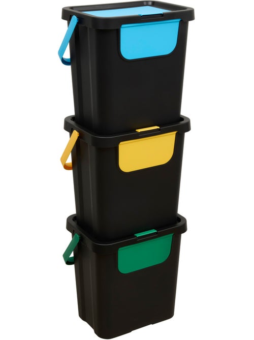 Lot de 3 poubelles de tri 24L BASIC - Kiabi
