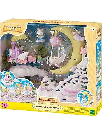Lot de 3 Poupée - Bébé Chat Latté avec train et lune - SYLVANIAN FAMILIES