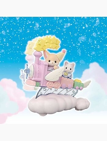 Lot de 3 Poupée - Bébé Chat Latté avec train et lune - SYLVANIAN FAMILIES