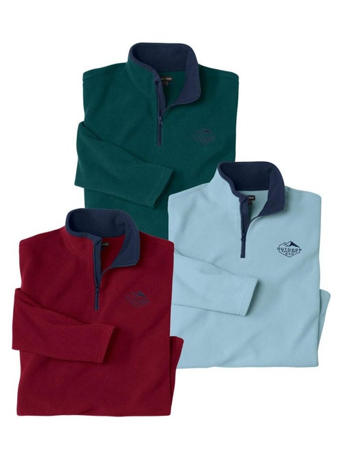 Lot de 3 Pulls Micropolaires Col Zippé   - ATLAS FOR MEN - Kiabi