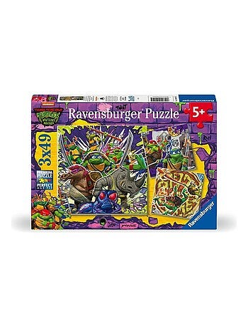 Lot de 3 puzzles 49 pieces - Les Tortues Ninja en action