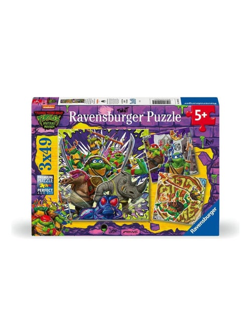 Lot de 3 puzzles 49 pieces - Les Tortues Ninja en action - Kiabi
