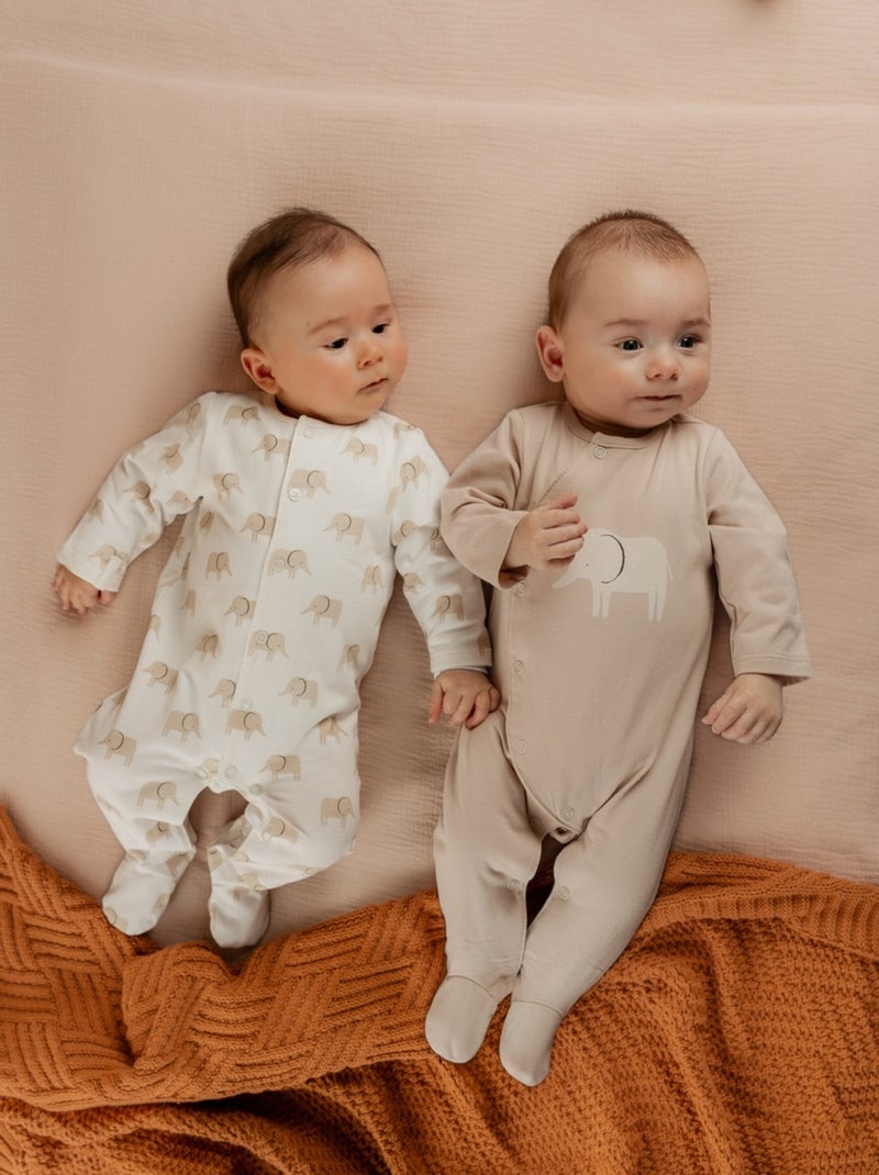 Lot de 3 pyjamas bébé en jersey Noukie's Beige - Kiabi