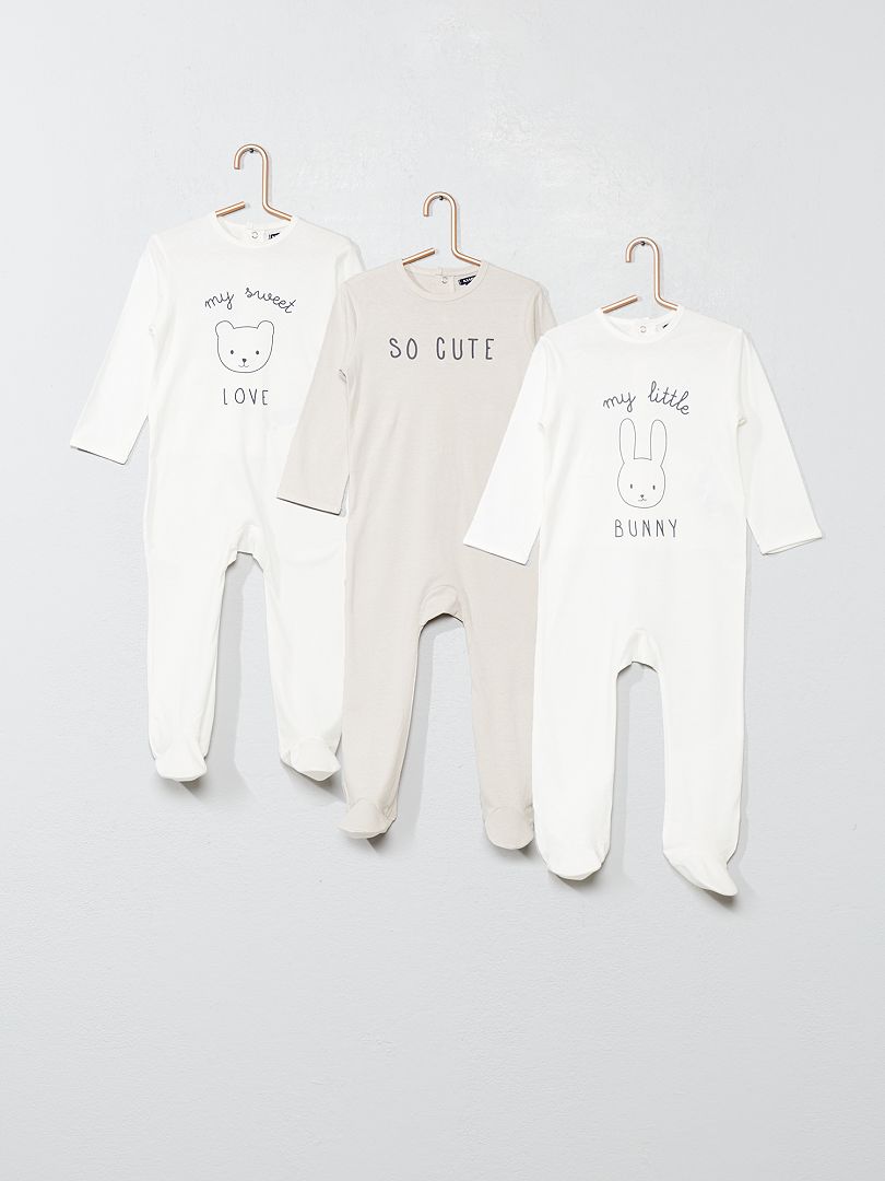 Lot de 3 pyjamas blanc - Kiabi