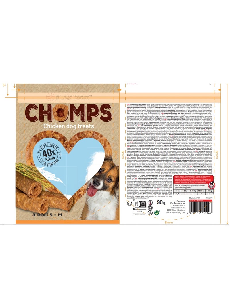 Lot de 3 rouleaux de poulet pour chien sans gluten 90 g Marron - Kiabi