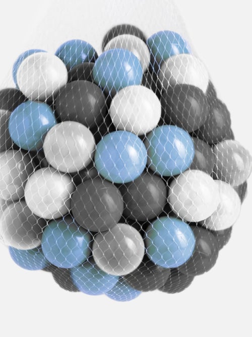 Lot de 3 sacs de 100 balles - Bleu, gris, blanc et transparent - Kiabi