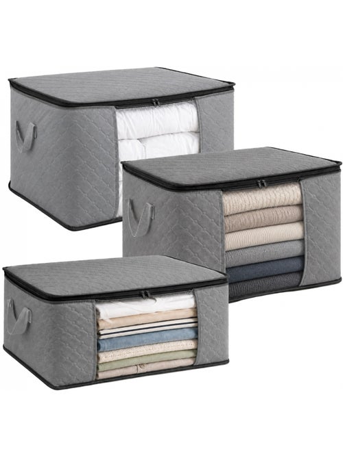 Lot de 3 sacs de rangement pliable pour vêtements, linge de maison avec poignées - vivezen - Kiabi Lot de 3 sacs de rangement pliable pour vêtements, linge de maison avec poignées - vivezen - Kiabi