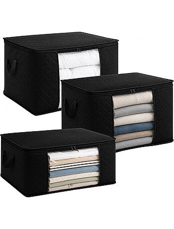 Lot de 3 sacs de rangement pliable pour vêtements, linge de maison avec poignées - vivezen