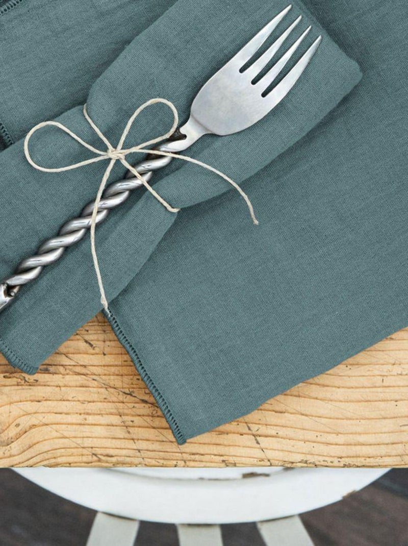 Lot de 3 serviettes 40x40 Gaze de coton Bleu canard - Kiabi