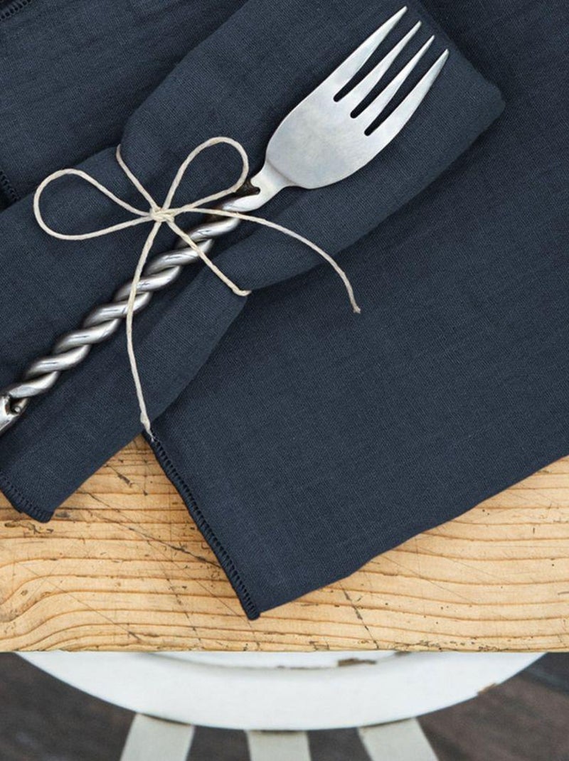 Lot de 3 serviettes 40x40 Gaze de coton Bleu nuit - Kiabi