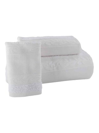 Lot de 3 serviettes coton éponge avec bande en toile aida PANAMA