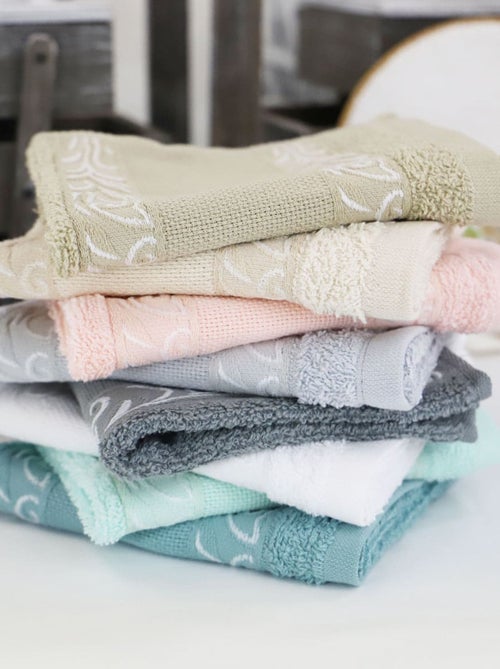 Lot de 3 serviettes coton éponge avec bande en toile aida PANAMA - Kiabi