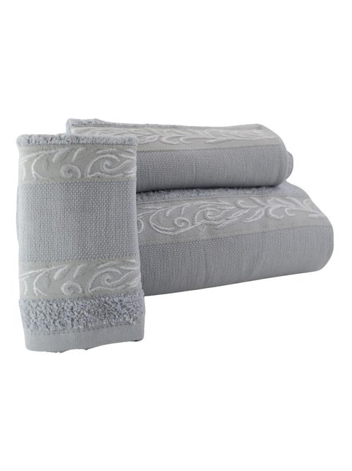 Lot de 3 serviettes coton éponge avec bande en toile aida PANAMA - Kiabi