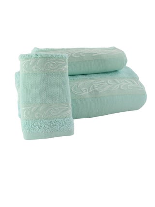 Lot de 3 serviettes coton éponge avec bande en toile aida PANAMA