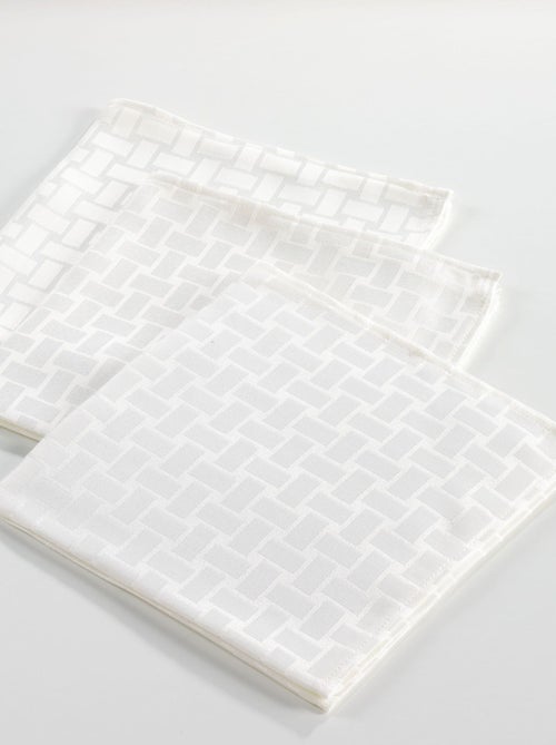Lot de 3 Serviettes de Table Jacquard Damassé Maillon - Kiabi