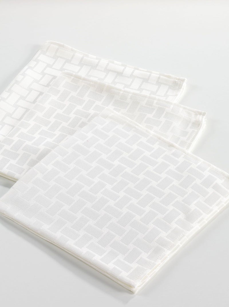Lot de 3 Serviettes de Table Jacquard Damassé Maillon Beige - Kiabi