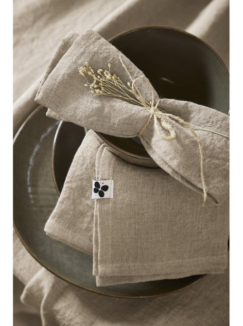 Lot de 3 Serviettes de table  – Lin Lavé Français – Soline - Kiabi