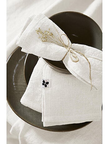 Lot de 3 Serviettes – Lin Lavé Français – Soline Caramel