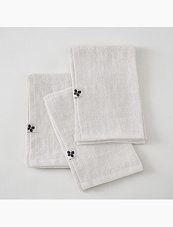 Lot de 3 Serviettes – Lin Lavé Français – Soline Caramel