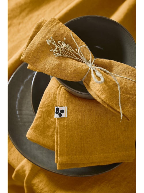 Lot de 3 Serviettes de table  – Lin Lavé Français – Soline - Kiabi