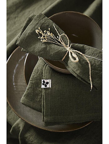 Lot de 3 Serviettes – Lin Lavé Français – Soline Caramel