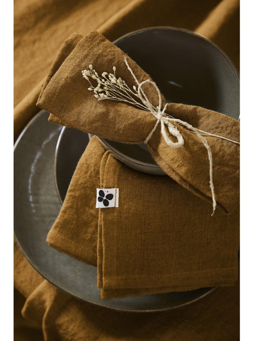 Lot de 3 Serviettes de table  – Lin Lavé Français – Soline - Kiabi