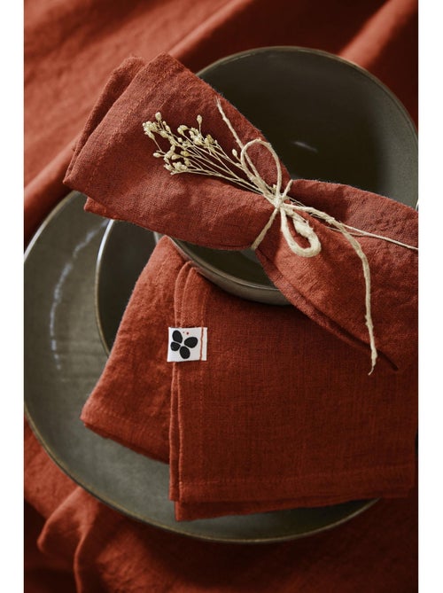 Lot de 3 Serviettes de table  – Lin Lavé Français – Soline - Kiabi