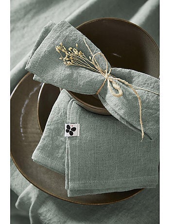 Lot de 3 Serviettes – Lin Lavé Français – Soline Caramel