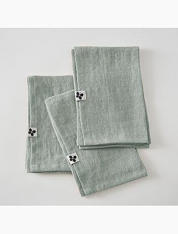 Lot de 3 Serviettes – Lin Lavé Français – Soline Caramel